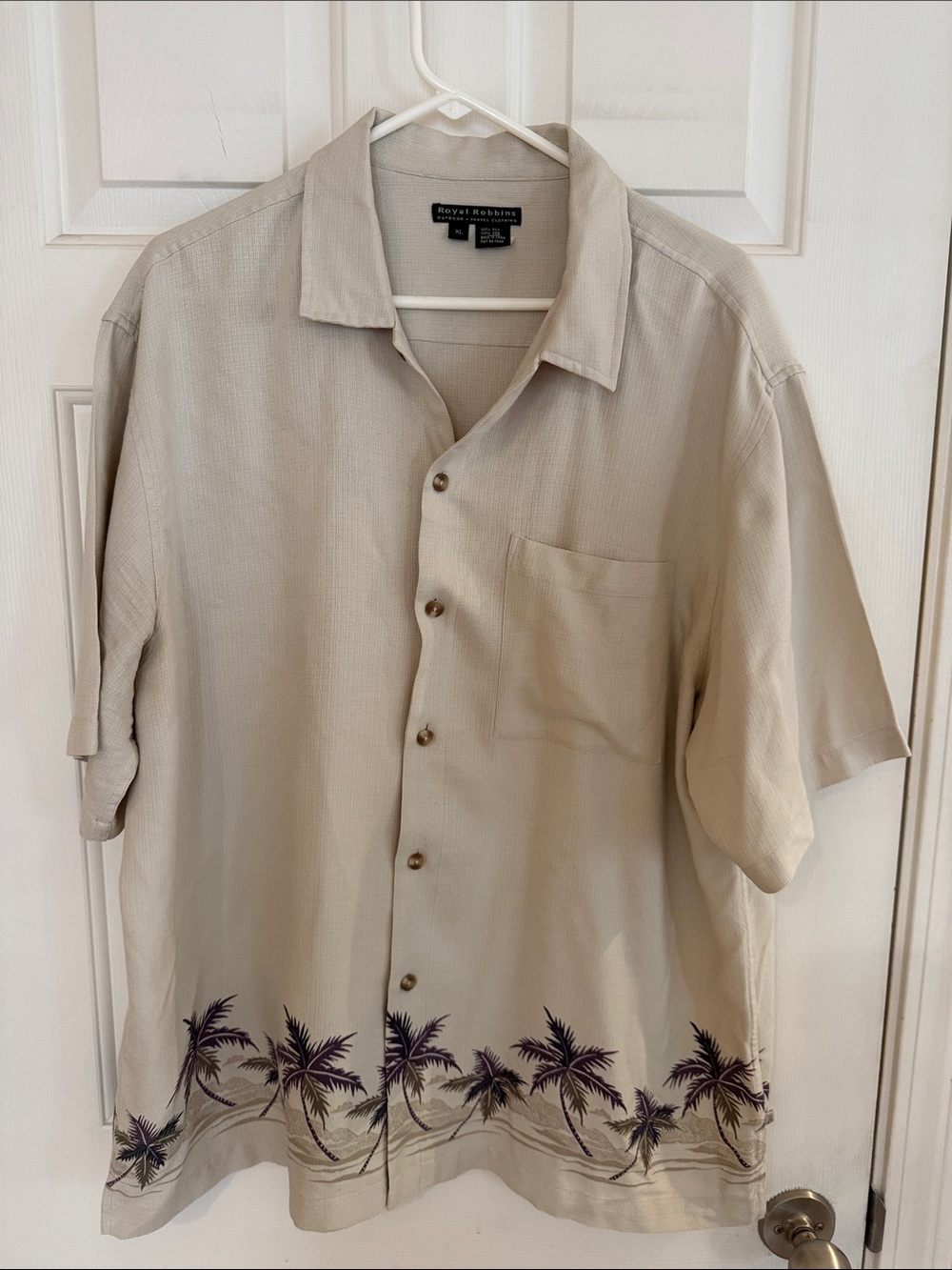 Royal Robbins Beige Short-Sleeve Palm Border Camp Shirt